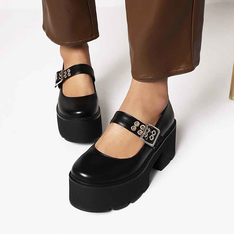 専用GRAPE Black Mary Jane Platform shoes Amazon.com | BYOMIGY Mary Jane Platform Shoes for Women T-Strap